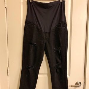PinkBlush Black Distressed Raw Hem Maternity Jean
